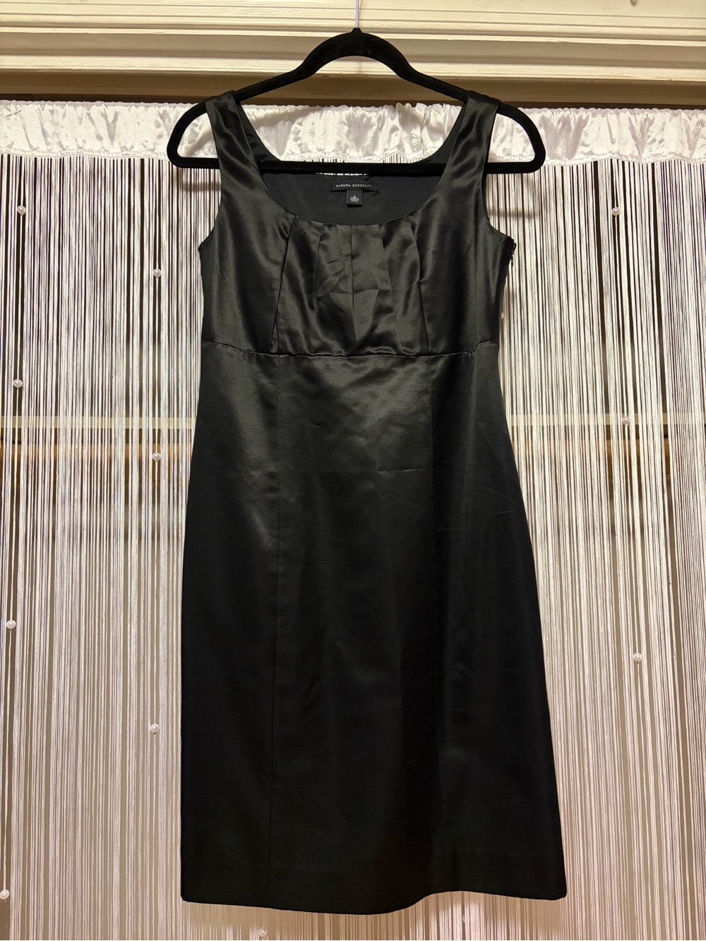 Banana Republic Classic Black Sleeveless Satin Sheath Dress